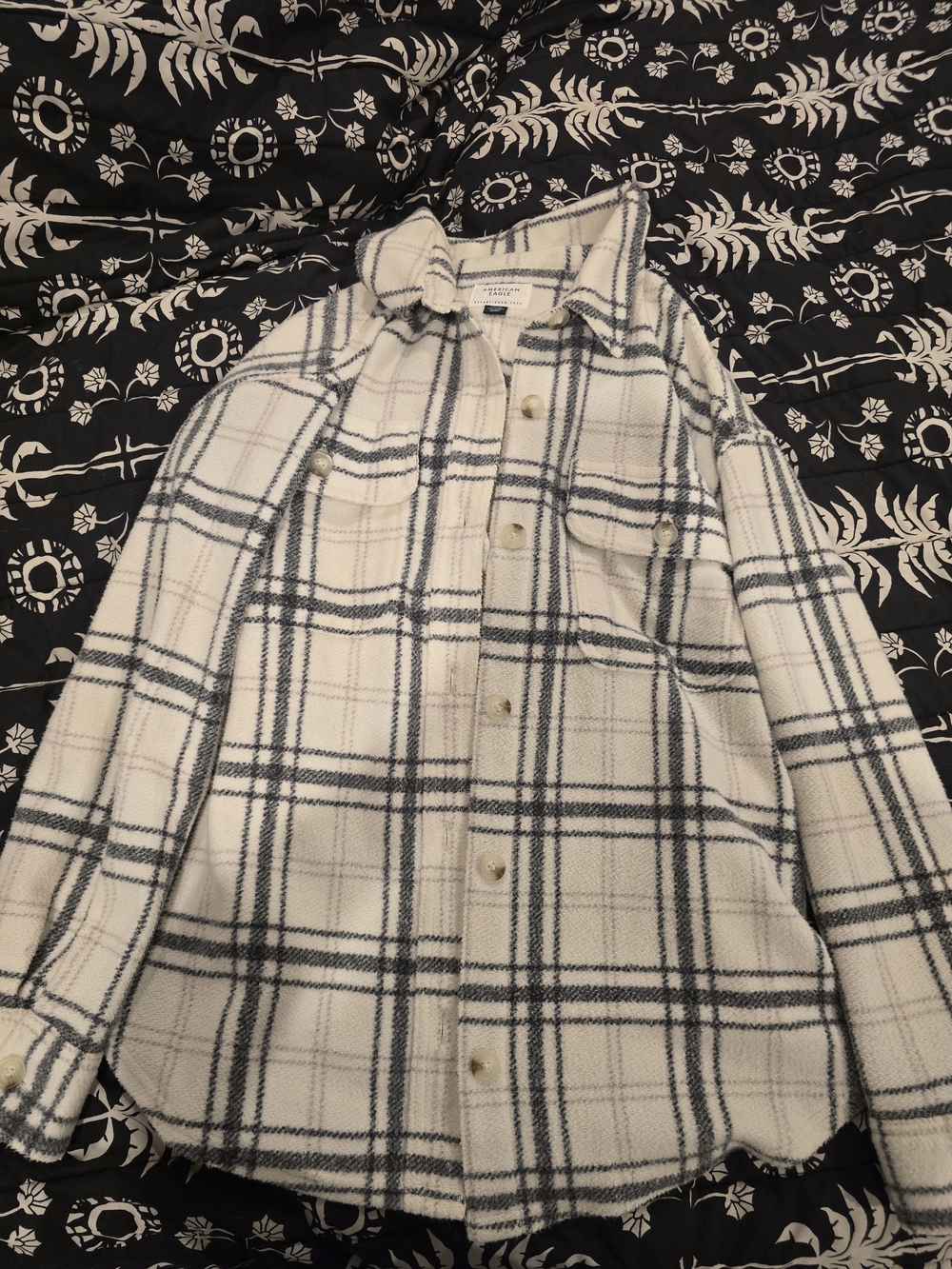American Eagle Plaid Button Jacket